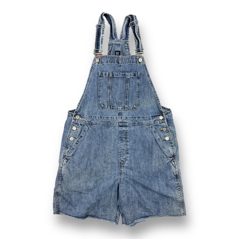 Gap For Good Overalls Women’s Large Slouchy Shortalls Faded Blue Denim Cotton